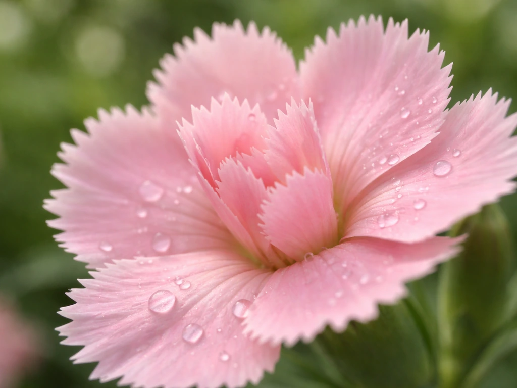 Close-up of pink flower petals showing fringed, pinked edges like pinking shears